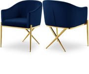 Xavier Velvet Upholstered Dining Chair in Blue - 763Navy-C