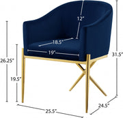 Xavier Velvet Upholstered Dining Chair in Blue - 763Navy-C