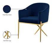 Xavier Velvet Upholstered Dining Chair in Blue - 763Navy-C