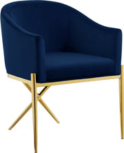 Xavier Velvet Upholstered Dining Chair in Blue - 763Navy-C