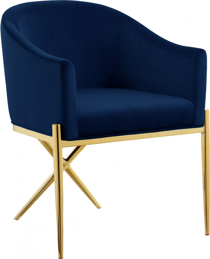 Xavier Velvet Upholstered Dining Chair in Blue - 763Navy-C