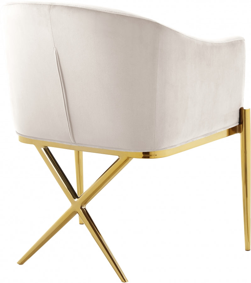 Xavier Velvet Upholstered Dining Chair in Cream - 763Cream-C