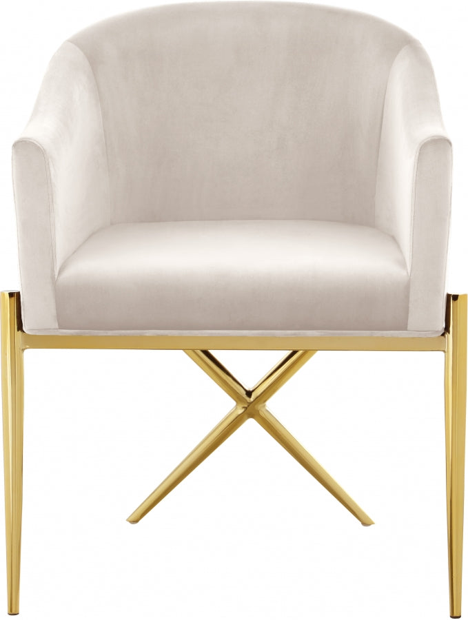 Xavier Velvet Upholstered Dining Chair in Cream - 763Cream-C