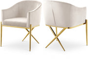 Xavier Velvet Upholstered Dining Chair in Cream - 763Cream-C
