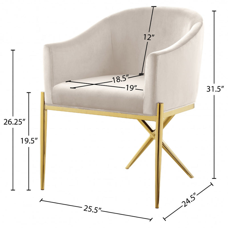 Xavier Velvet Upholstered Dining Chair in Cream - 763Cream-C