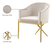 Xavier Velvet Upholstered Dining Chair in Cream - 763Cream-C