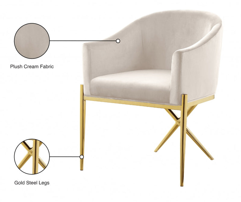 Xavier Velvet Upholstered Dining Chair in Cream - 763Cream-C
