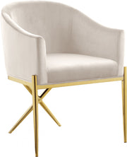 Xavier Velvet Upholstered Dining Chair in Cream - 763Cream-C