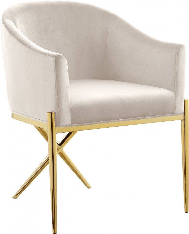 Xavier Velvet Upholstered Dining Chair in Cream - 763Cream-C