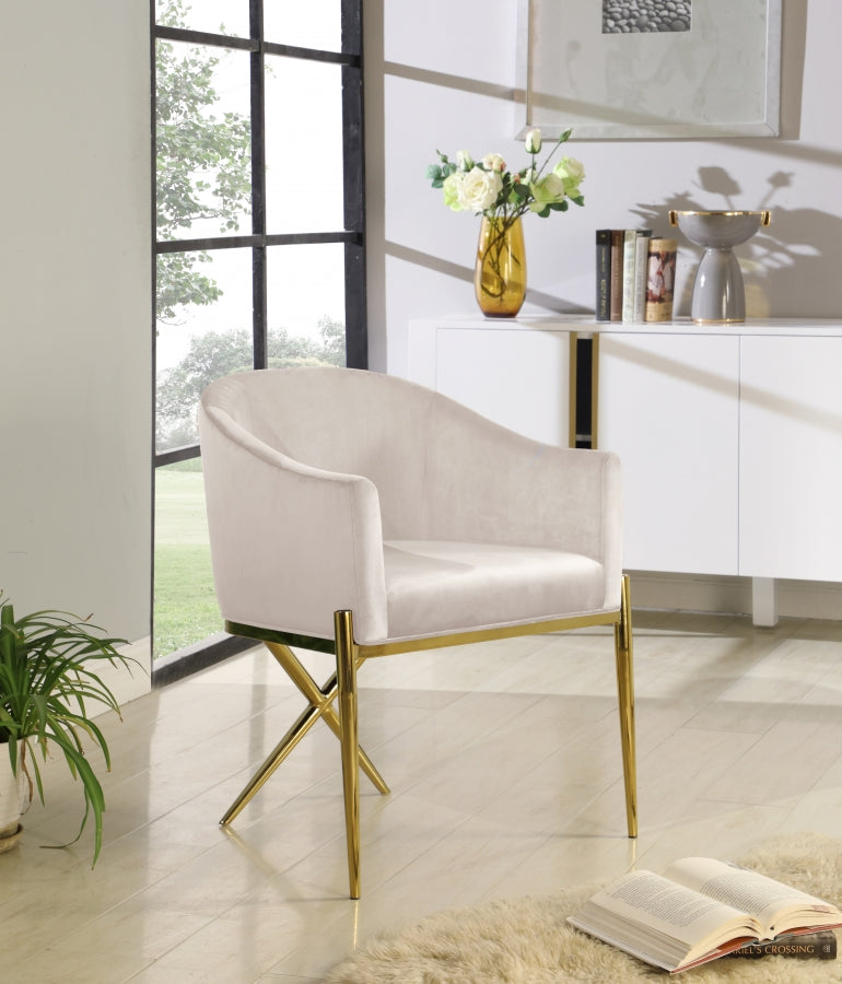 Xavier Velvet Upholstered Dining Chair in Cream - 763Cream-C