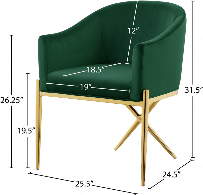 Xavier Velvet Upholstered Dining Chair in Green - 763Green-C