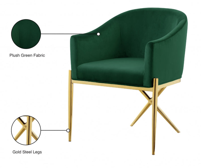 Xavier Velvet Upholstered Dining Chair in Green - 763Green-C