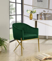 Xavier Velvet Upholstered Dining Chair in Green - 763Green-C