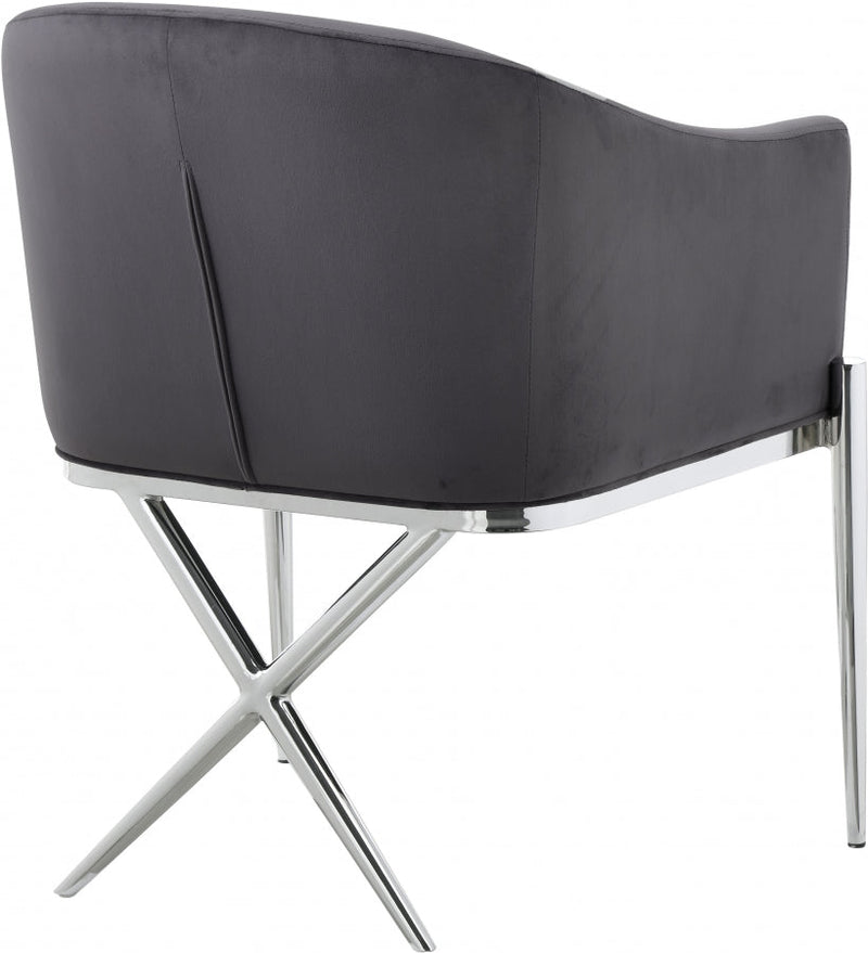 Xavier Velvet Upholstered Dining Chair in Grey - 762Grey-C