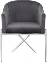 Xavier Velvet Upholstered Dining Chair in Grey - 762Grey-C