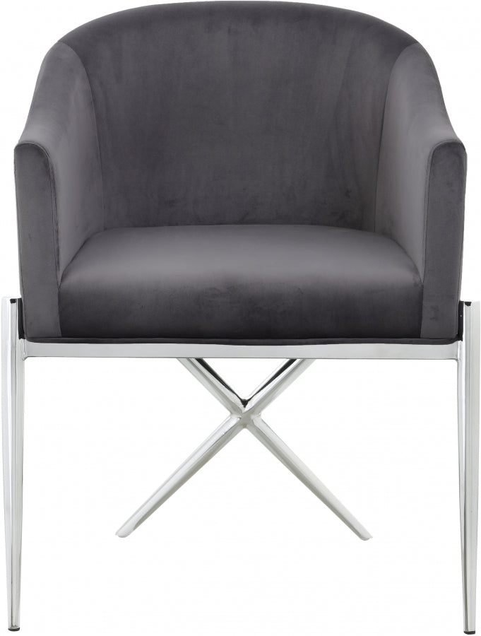 Xavier Velvet Upholstered Dining Chair in Grey - 762Grey-C