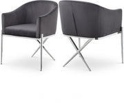 Xavier Velvet Upholstered Dining Chair in Grey - 762Grey-C