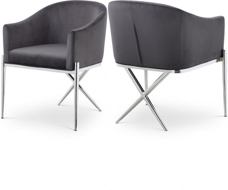 Xavier Velvet Upholstered Dining Chair in Grey - 762Grey-C