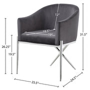 Xavier Velvet Upholstered Dining Chair in Grey - 762Grey-C