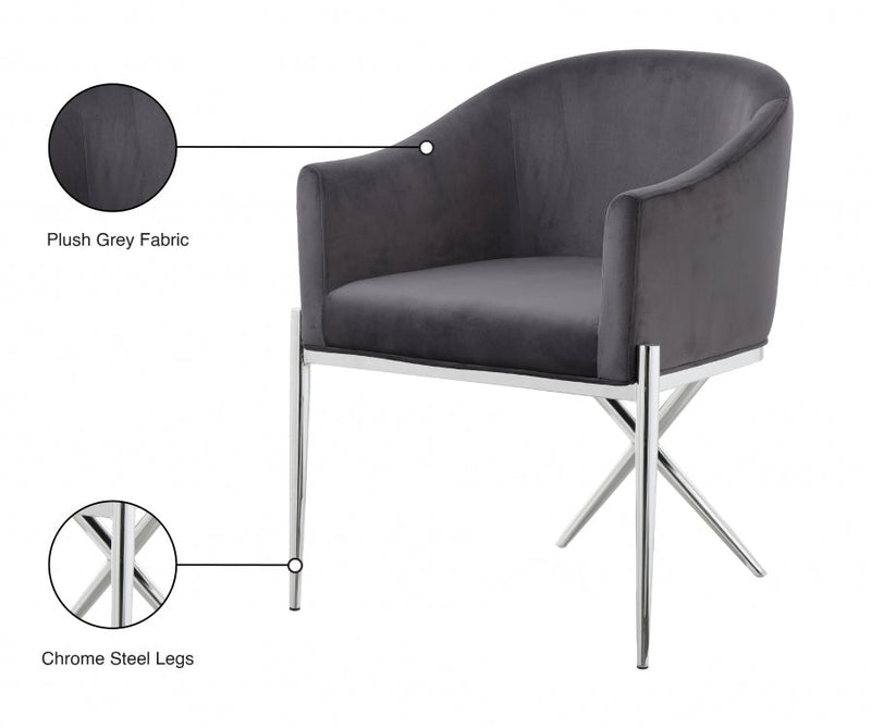 Xavier Velvet Upholstered Dining Chair in Grey - 762Grey-C