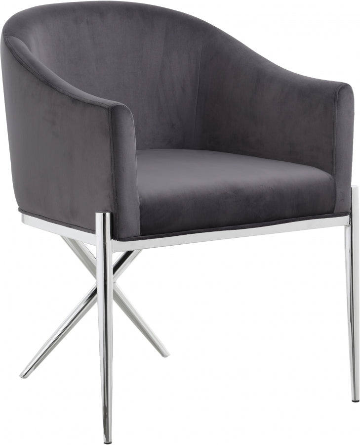 Xavier Velvet Upholstered Dining Chair in Grey - 762Grey-C