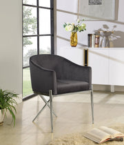 Xavier Velvet Upholstered Dining Chair in Grey - 762Grey-C
