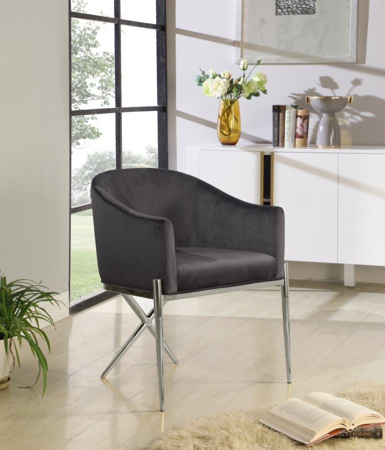 Xavier Velvet Upholstered Dining Chair in Grey - 762Grey-C