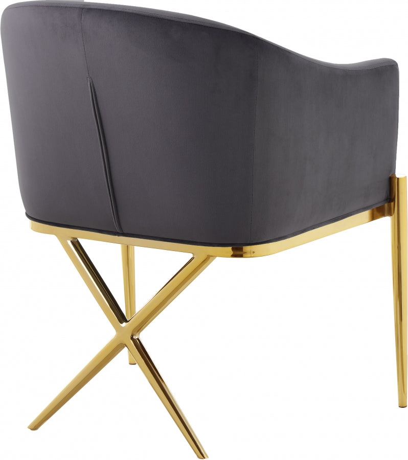 Xavier Velvet Upholstered Dining Chair in Grey - 763Grey-C