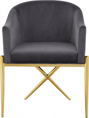 Xavier Velvet Upholstered Dining Chair in Grey - 763Grey-C