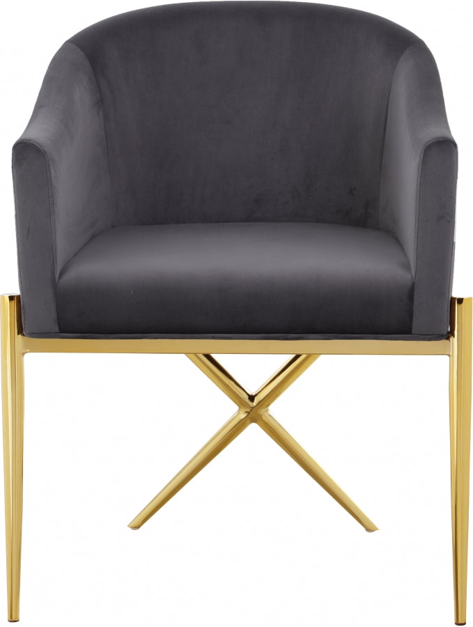 Xavier Velvet Upholstered Dining Chair in Grey - 763Grey-C