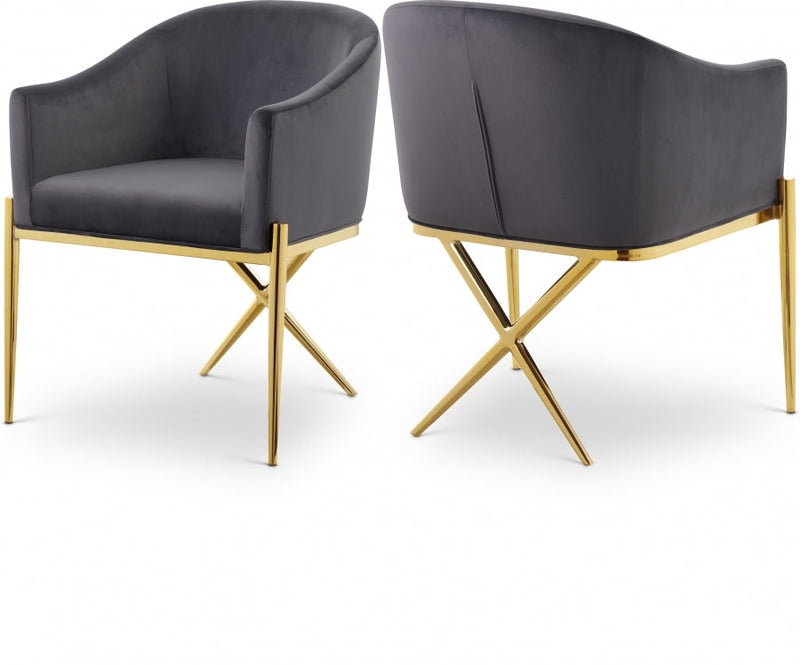 Xavier Velvet Upholstered Dining Chair in Grey - 763Grey-C
