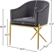 Xavier Velvet Upholstered Dining Chair in Grey - 763Grey-C
