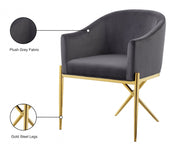 Xavier Velvet Upholstered Dining Chair in Grey - 763Grey-C