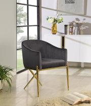 Xavier Velvet Upholstered Dining Chair in Grey - 763Grey-C