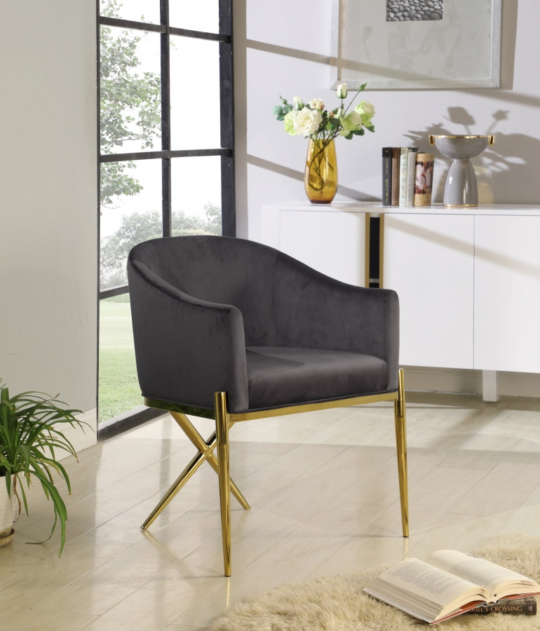 Xavier Velvet Upholstered Dining Chair in Grey - 763Grey-C