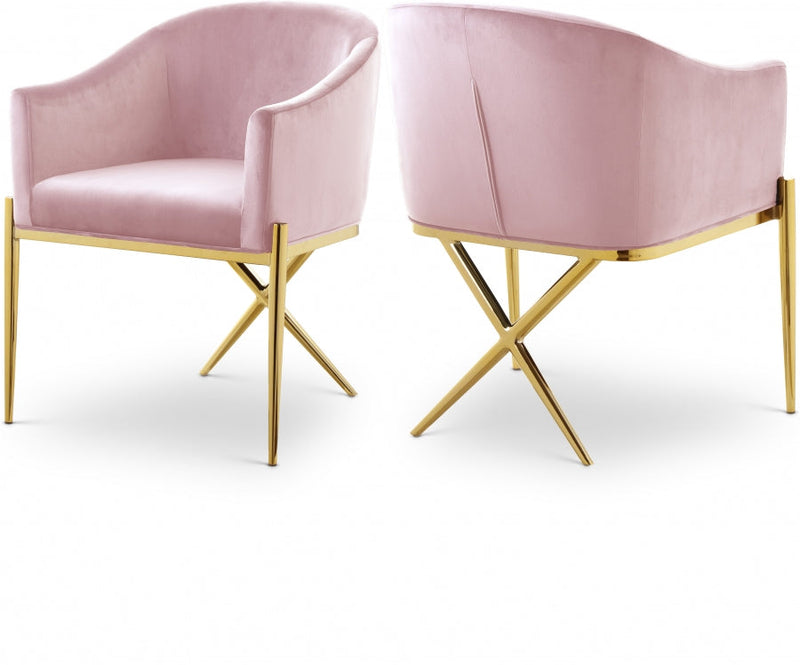 Xavier Velvet Upholstered Dining Chair in Pink - 763Pink-C