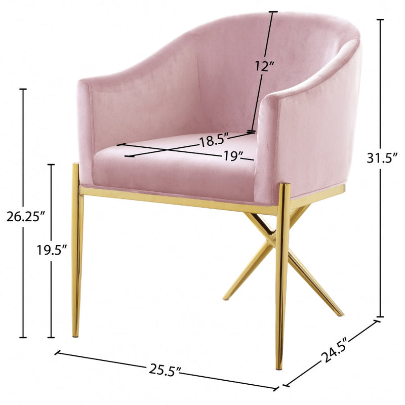 Xavier Velvet Upholstered Dining Chair in Pink - 763Pink-C