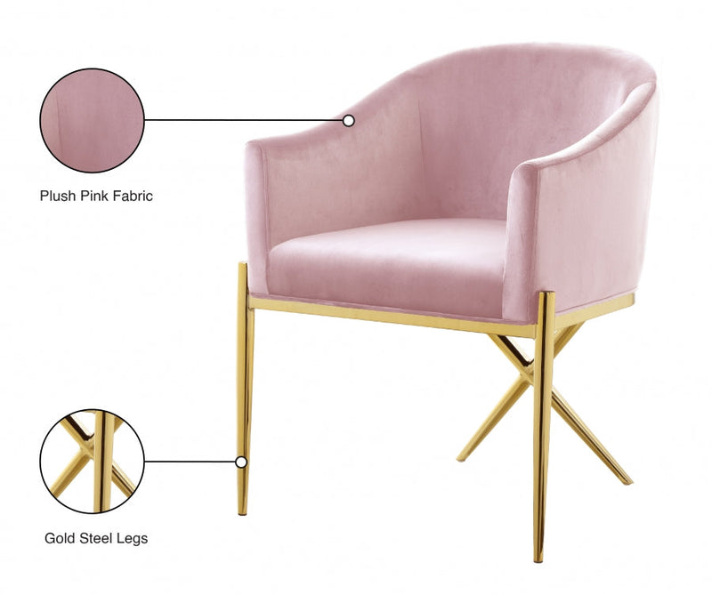 Xavier Velvet Upholstered Dining Chair in Pink - 763Pink-C