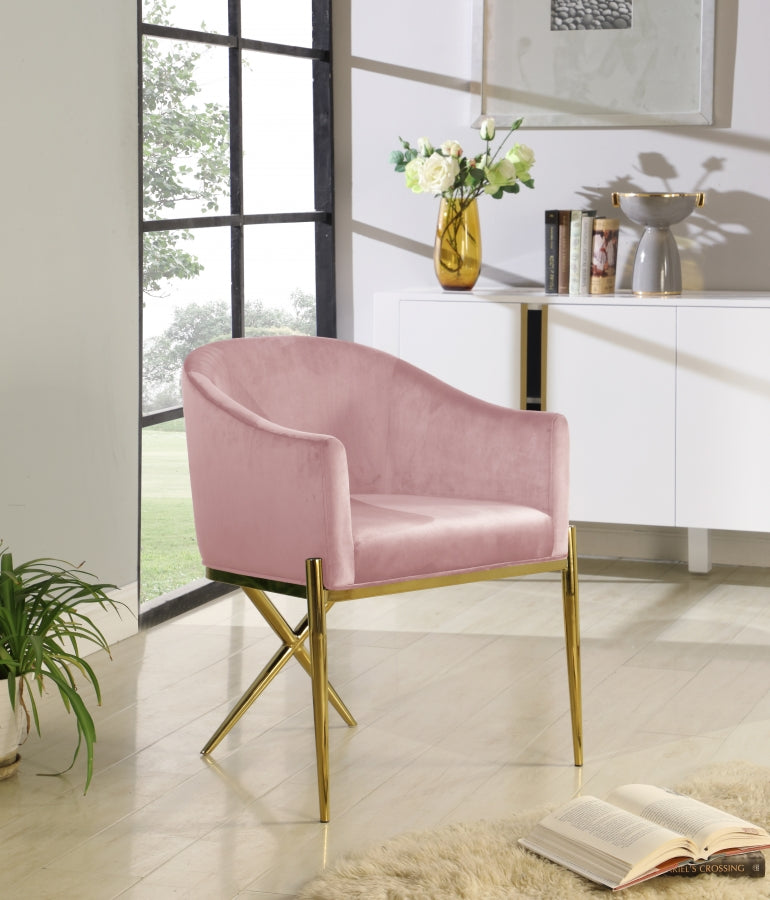 Xavier Velvet Upholstered Dining Chair in Pink - 763Pink-C