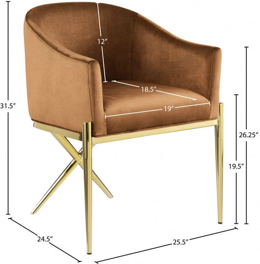 Xavier Velvet Upholstered Dining Chair in Saddle - 763Saddle-C