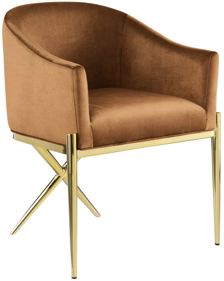 Xavier Velvet Upholstered Dining Chair in Saddle - 763Saddle-C