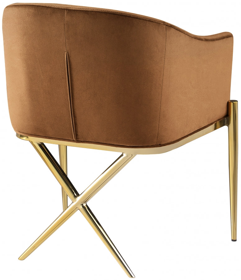 Xavier Velvet Upholstered Dining Chair in Saddle - 763Saddle-C