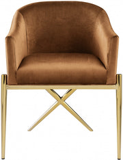 Xavier Velvet Upholstered Dining Chair in Saddle - 763Saddle-C