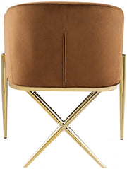 Xavier Velvet Upholstered Dining Chair in Saddle - 763Saddle-C