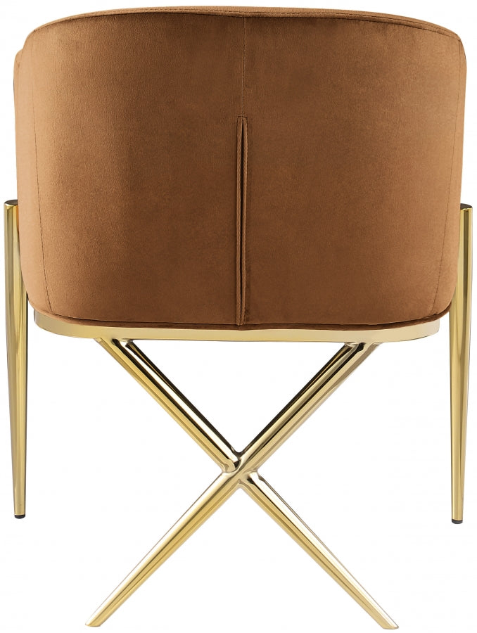 Xavier Velvet Upholstered Dining Chair in Saddle - 763Saddle-C
