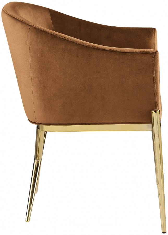 Xavier Velvet Upholstered Dining Chair in Saddle - 763Saddle-C