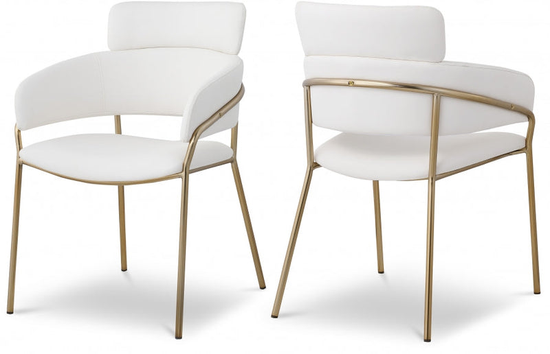 Yara Vegan Leather Upholstered Dining Chair in Cream, Set of 2 - 549Cream-C