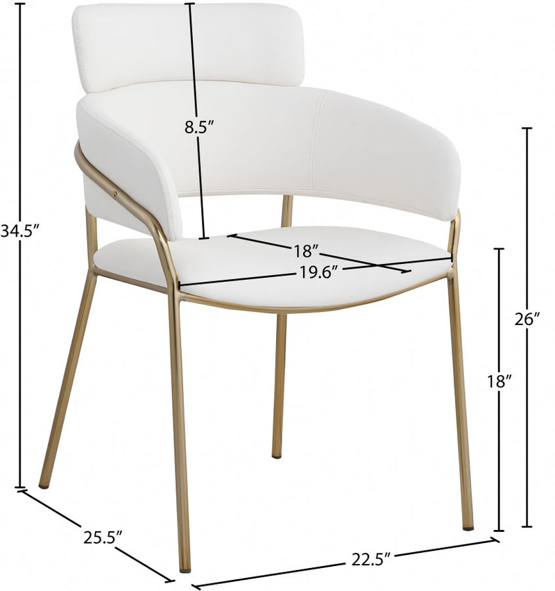 Yara Vegan Leather Upholstered Dining Chair in Cream, Set of 2 - 549Cream-C