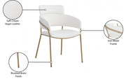 Yara Vegan Leather Upholstered Dining Chair in Cream, Set of 2 - 549Cream-C