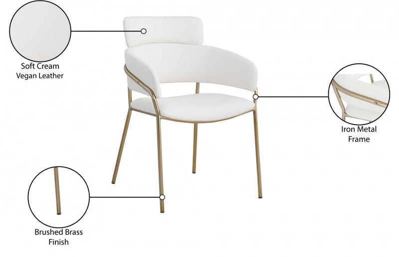Yara Vegan Leather Upholstered Dining Chair in Cream, Set of 2 - 549Cream-C